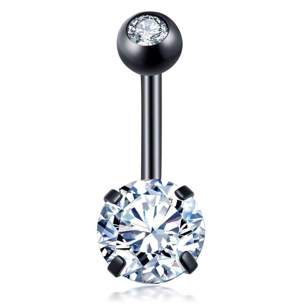CZ Belly button Ring, surgical steel belly ring